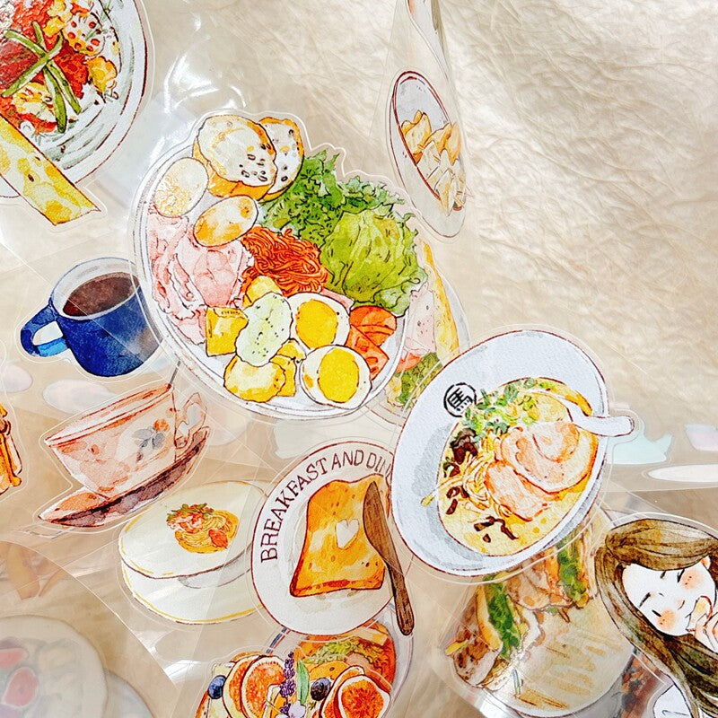 Food Moments PET Tape with illustrated food and everyday dining scenes
