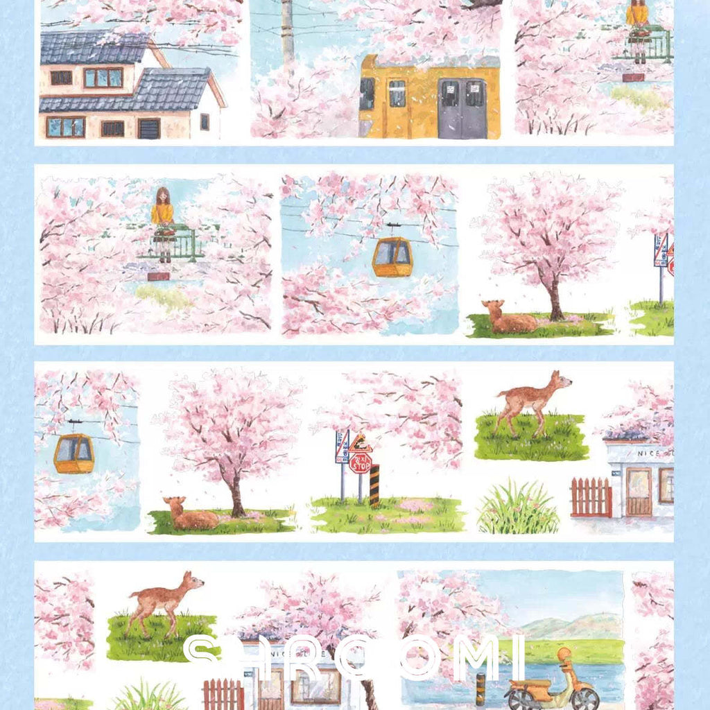 Sakura Town PET Tape Sakura Town Tape – Cherry Blossom Scenery Tape for Journaling, DIY & Scrapbooking