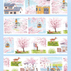 Sakura Town PET Tape Sakura Town Tape – Cherry Blossom Scenery Tape for Journaling, DIY & Scrapbooking