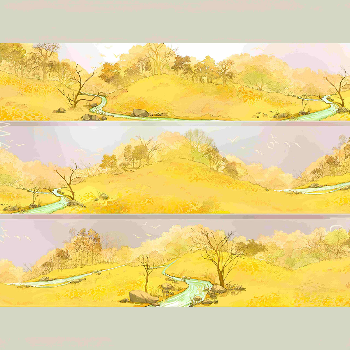 Design from the 10-piece Autumn Town & Garden Collection decorative tape, featuring an autumn townscape motif