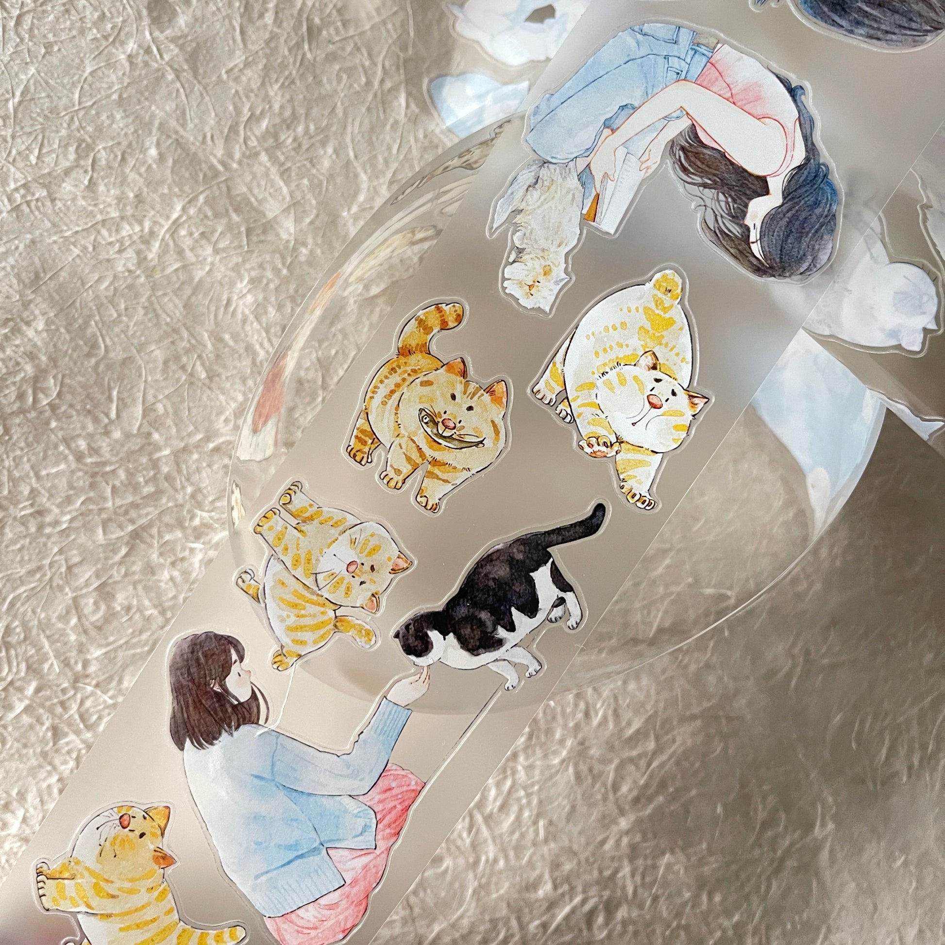 Girls and Cats PET Tape with illustrated girls and pet cats