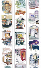 Winter Wonderland hand-drawn PET tape with winter scenes and snowmen for scrapbooking