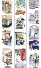 Winter Wonderland hand-drawn PET tape with winter scenes and snowmen for scrapbooking