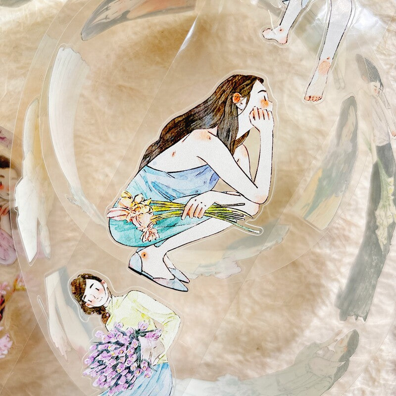 Floral Girls PET Tape with illustrated girls and flowers
