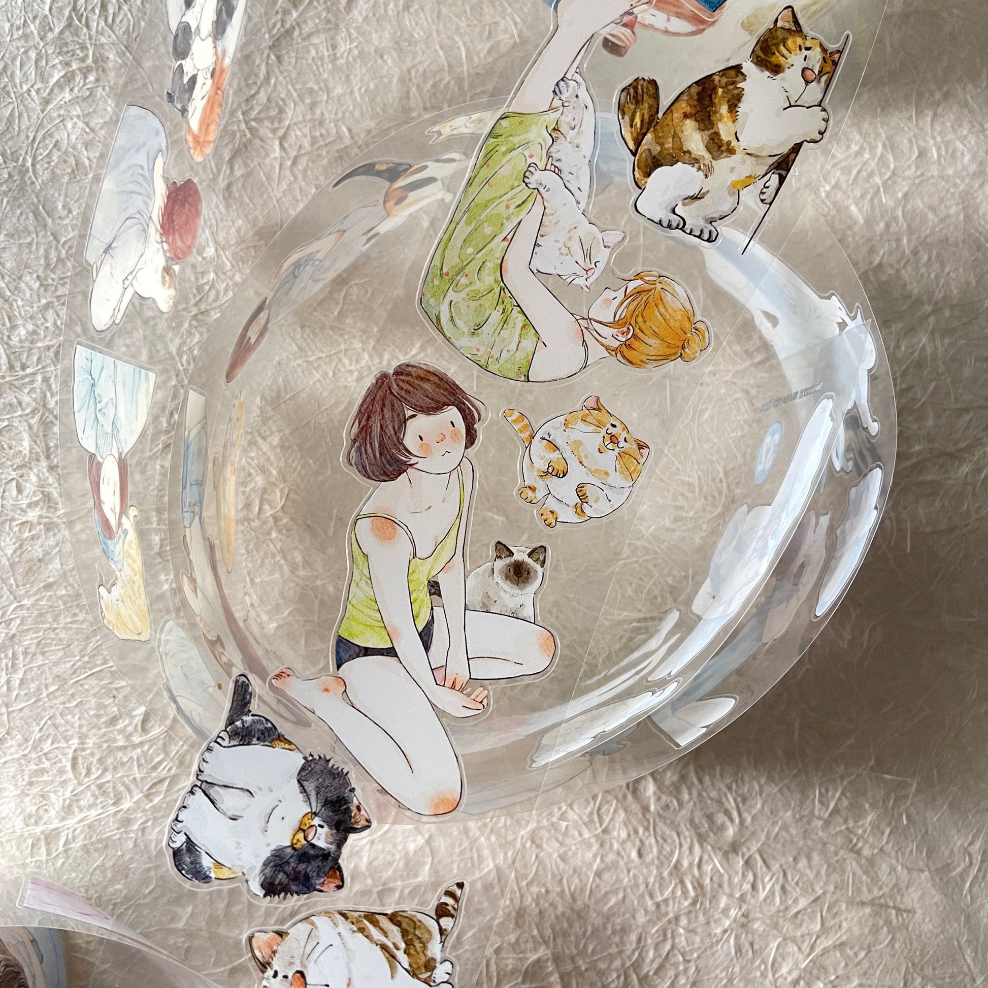 Girls and Cats PET Tape with illustrated girls and pet cats