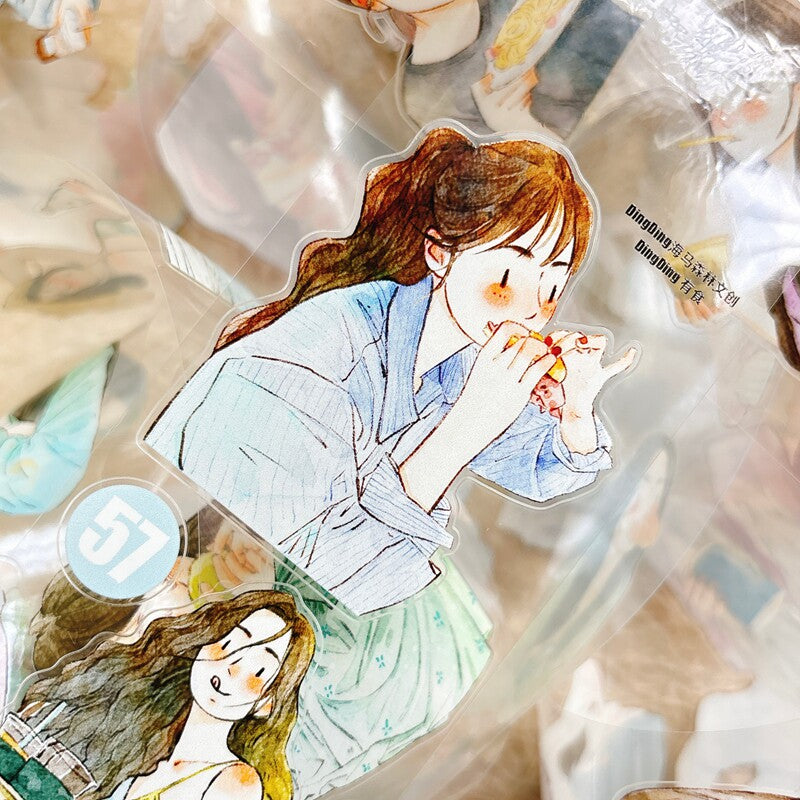 Foodie Girls PET Tape with illustrated girls enjoying food and drinks