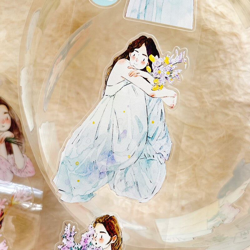 Floral Girls PET Tape with illustrated girls and flowers
