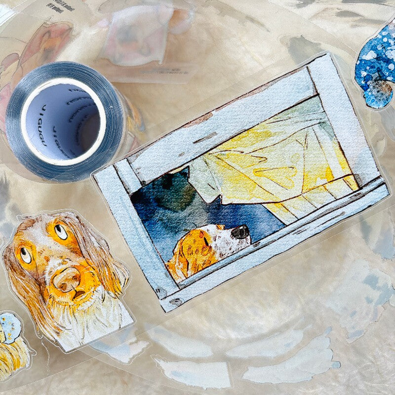 Dog-Themed PET Tape with illustrated dogs