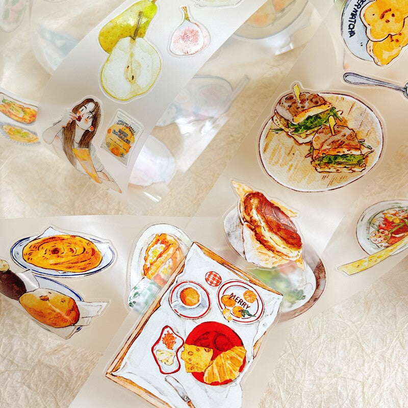 Food Moments PET Tape with illustrated food and everyday dining scenes