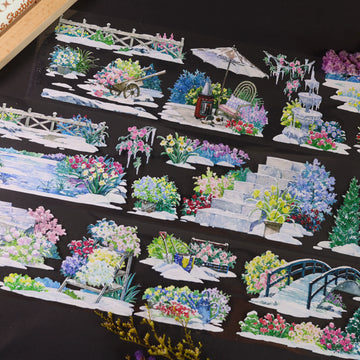 Floraler Garten Schritte PET Band 7cm×2m | Aquarell Botanischer Garten Landschaft