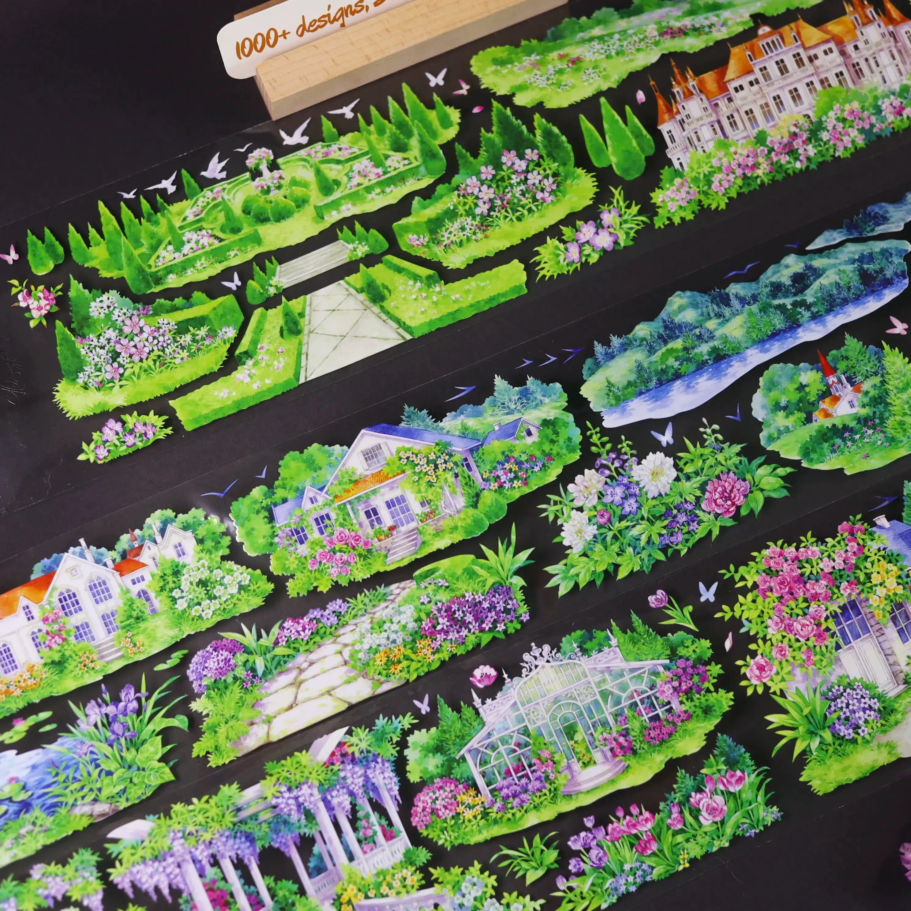 Englisches Herrenhausgarten PET Tape 8.5cm×5m | Anwesen & Botanische Szenen in Aquarell