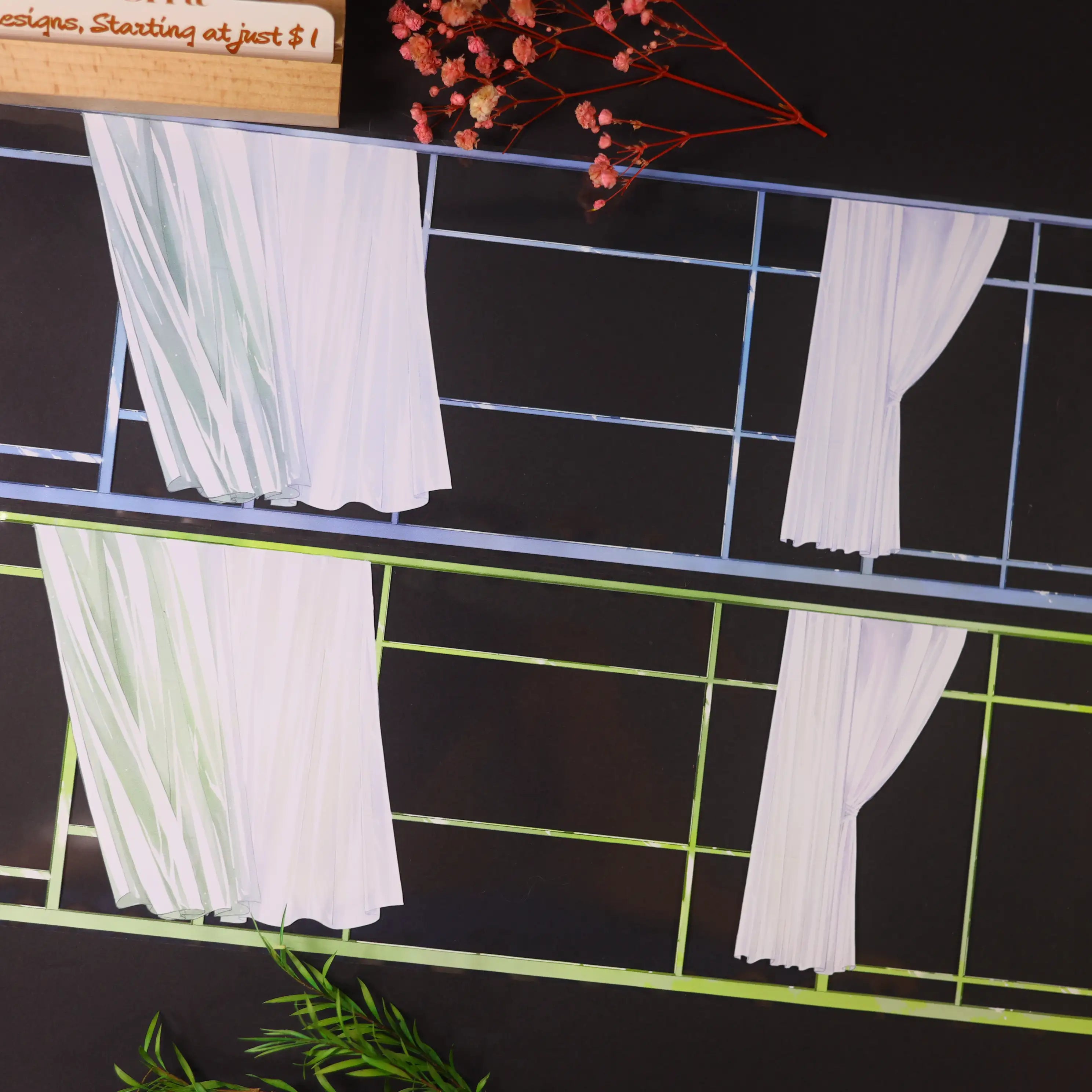 Gardine Fenster PET-Tape 10,3cm | Innenansicht