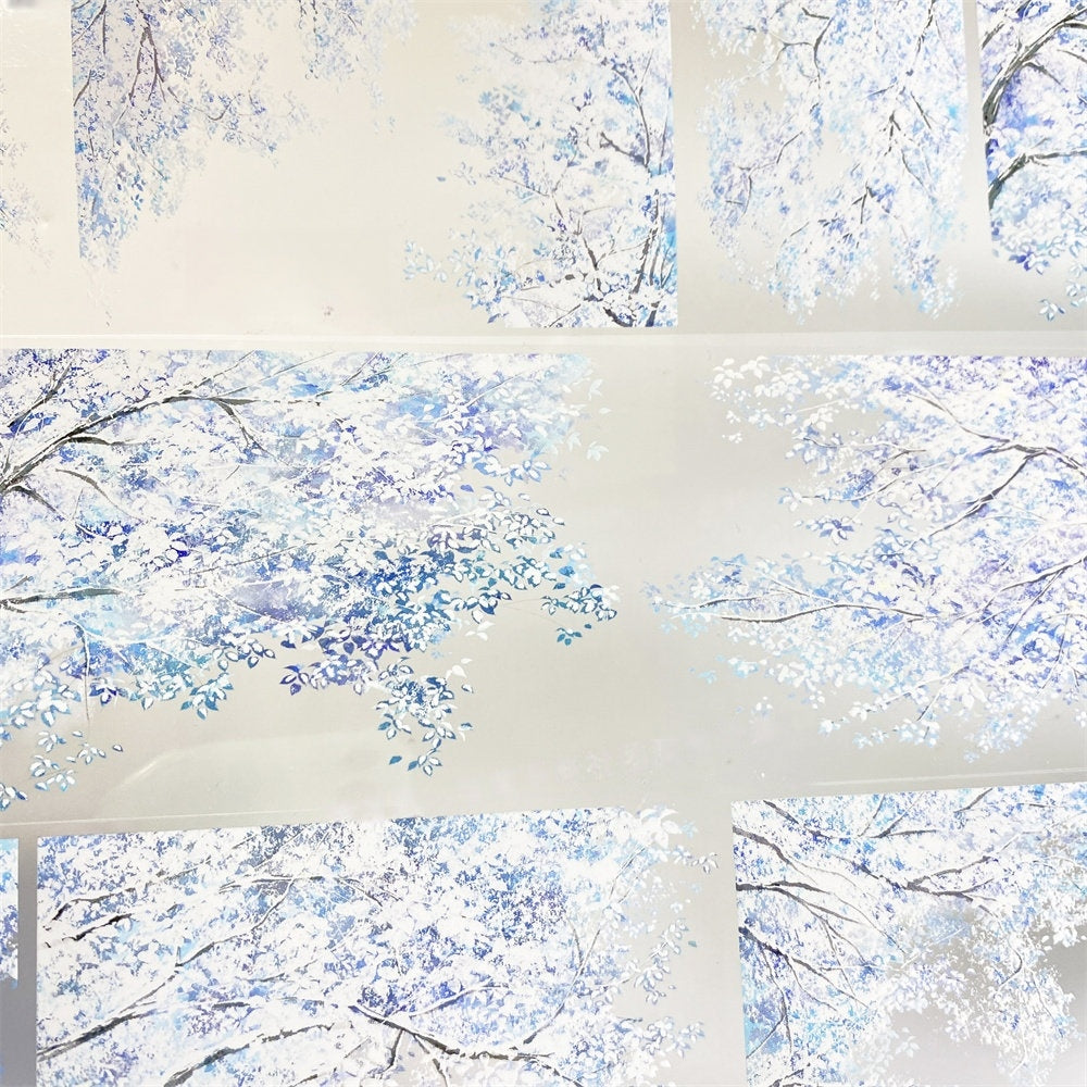 Cool blue winter tree branches on PET tape