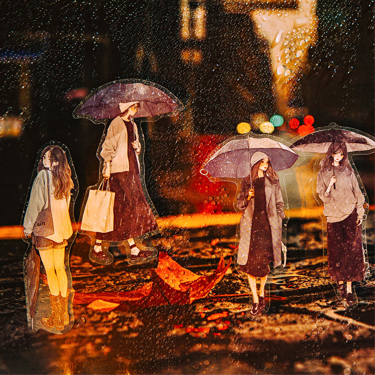 Full sheet of rainy-day prelude series die-cut stickers