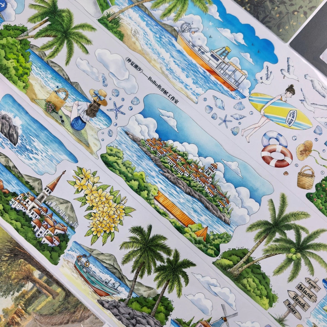 Midsummer Tide PET tape with tropical seaside and island scenes