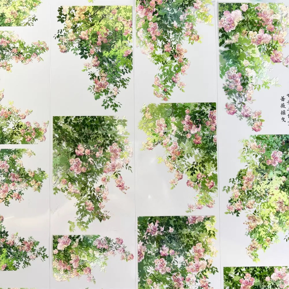 Swaying Roses PETテープ 7cm×1m | 滝のように流れるピンクのバラ園の風景