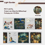 Enchanting Nightfall Series PET Tape showcasing serene moonlit scenes and glowing city streets in six unique styles.