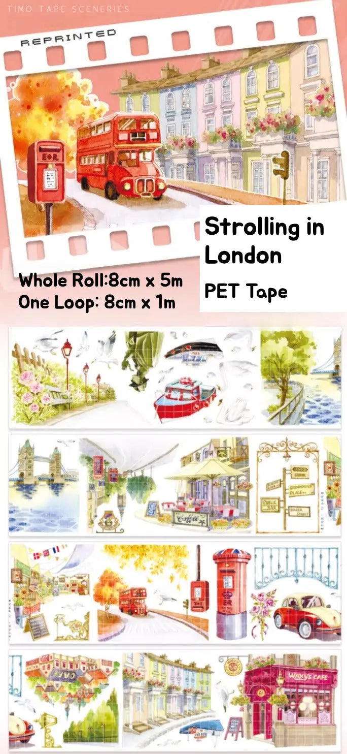 Strolling in London PET Tape Strolling in London PET Tape | British Scenery & Red Bus Tape