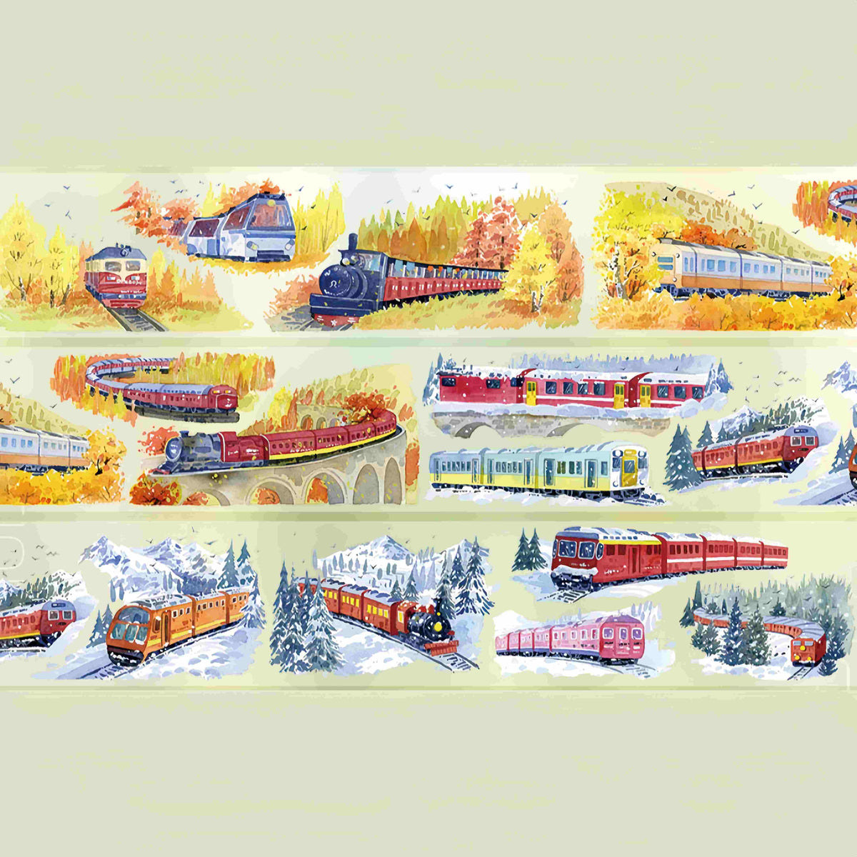 Design from the 10-piece Autumn Campus & Meadow Collection decorative tape, featuring an autumn nature motif