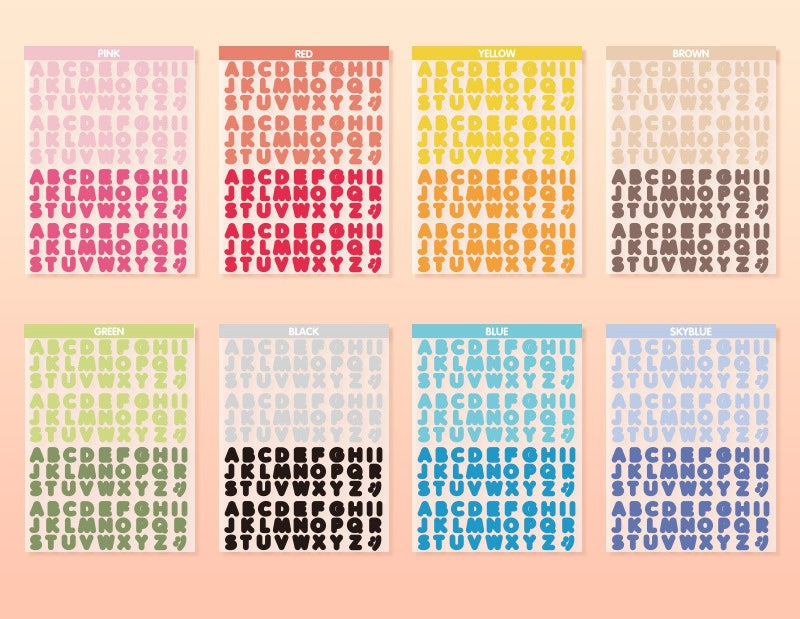 Waterproof PET Alphabet Die-Cut Sticker Pack