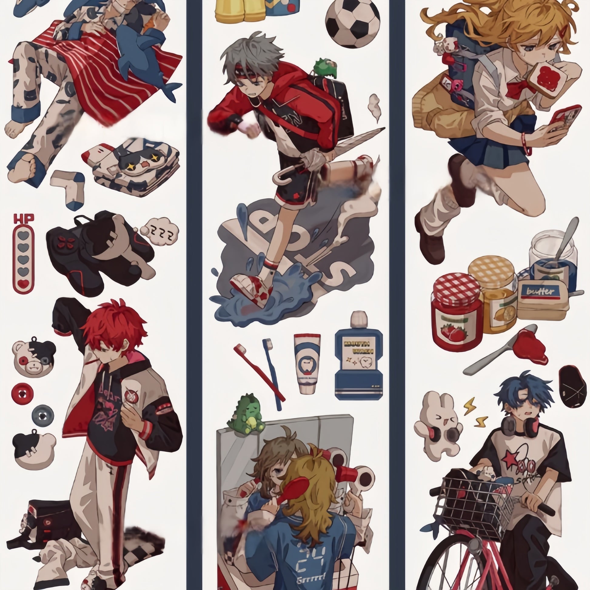 Oops character decorative tape with expressive illustrated figures