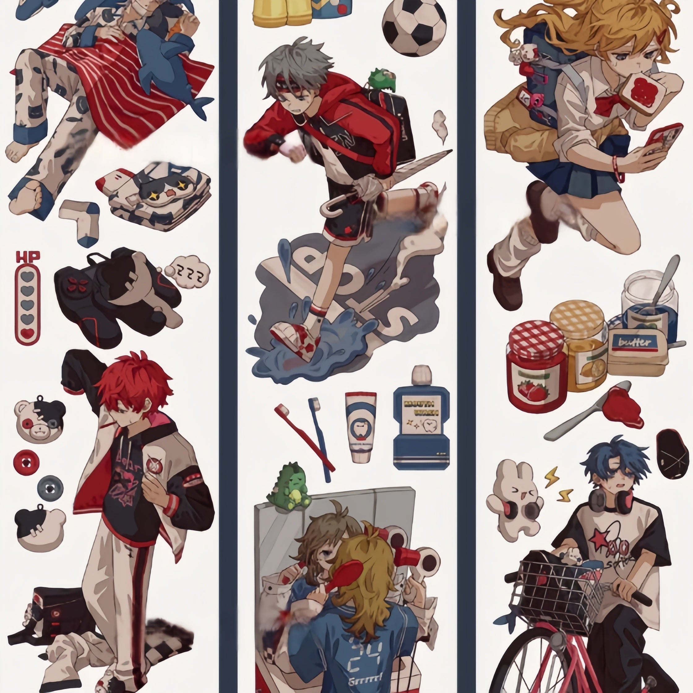 Oops character decorative tape with expressive illustrated figures
