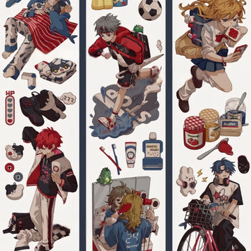Oops character decorative tape with expressive illustrated figures