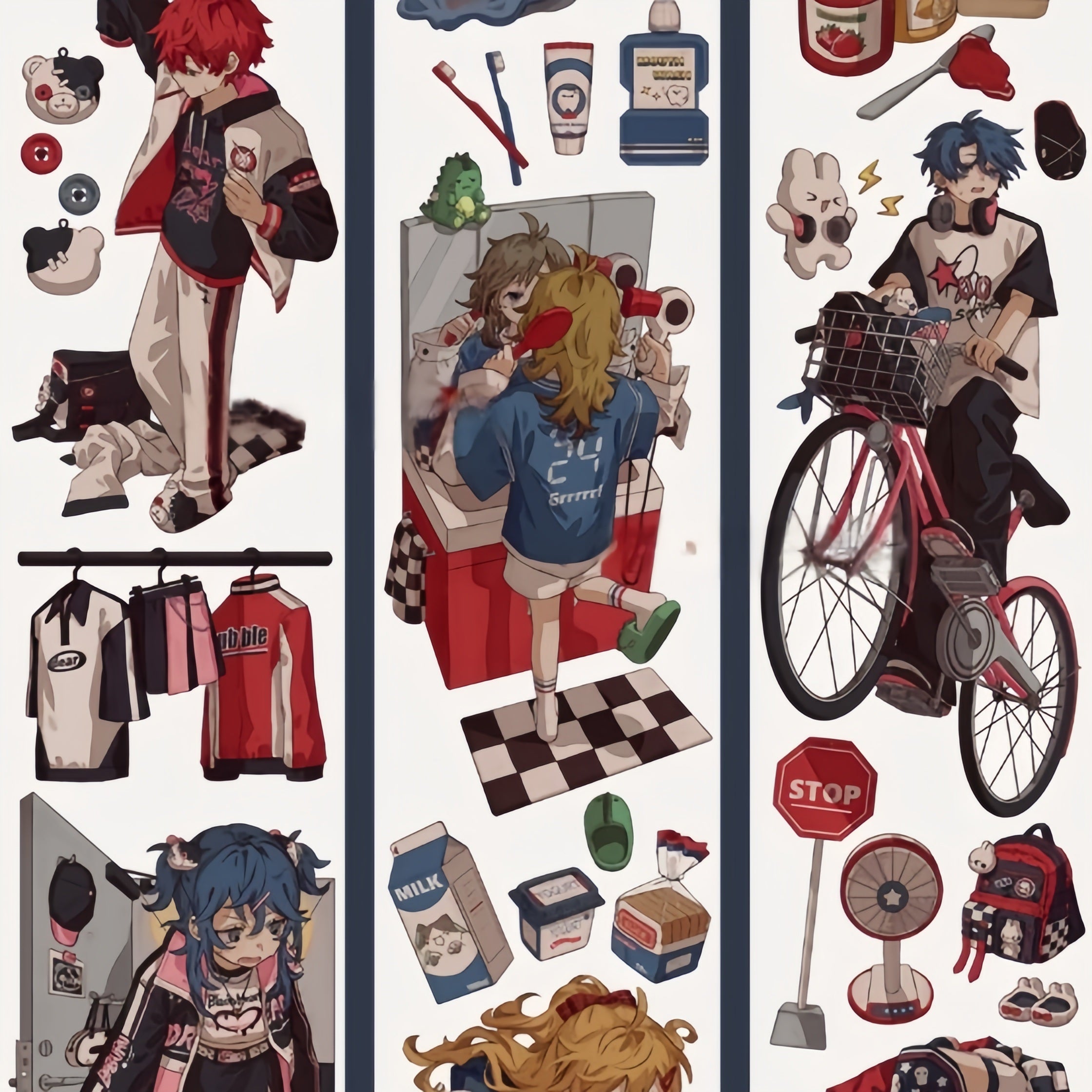 Oops character decorative tape with expressive illustrated figures