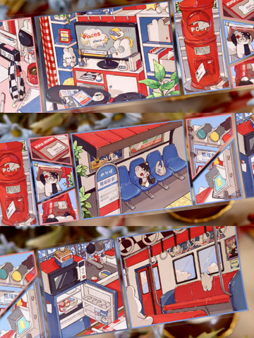 Win station scene decorative tape with modern train station artwork
