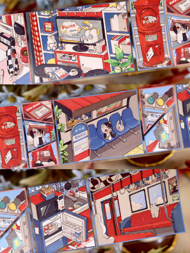 Win station scene decorative tape with modern train station artwork