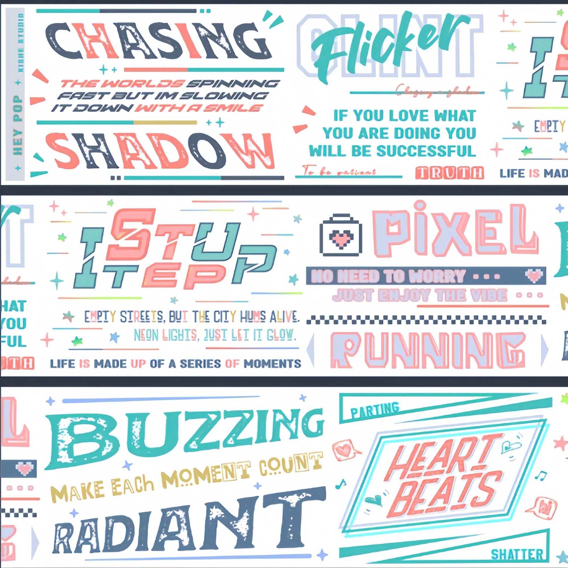 Cute check text decorative tape with modern graphic lettering