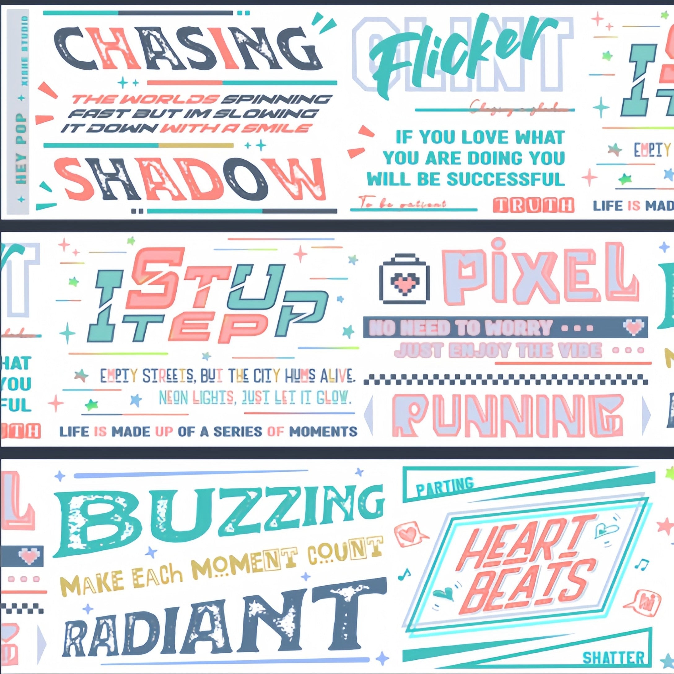 Cute check text decorative tape with modern graphic lettering