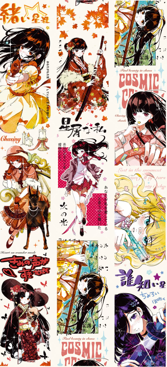 Gangster Heiress character decorative tape with dramatic illustrated figures