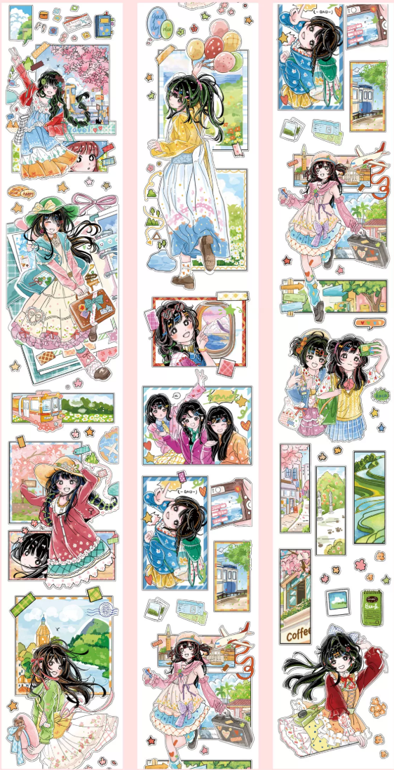 Travel journal character decorative tape with dreamy character artwork
