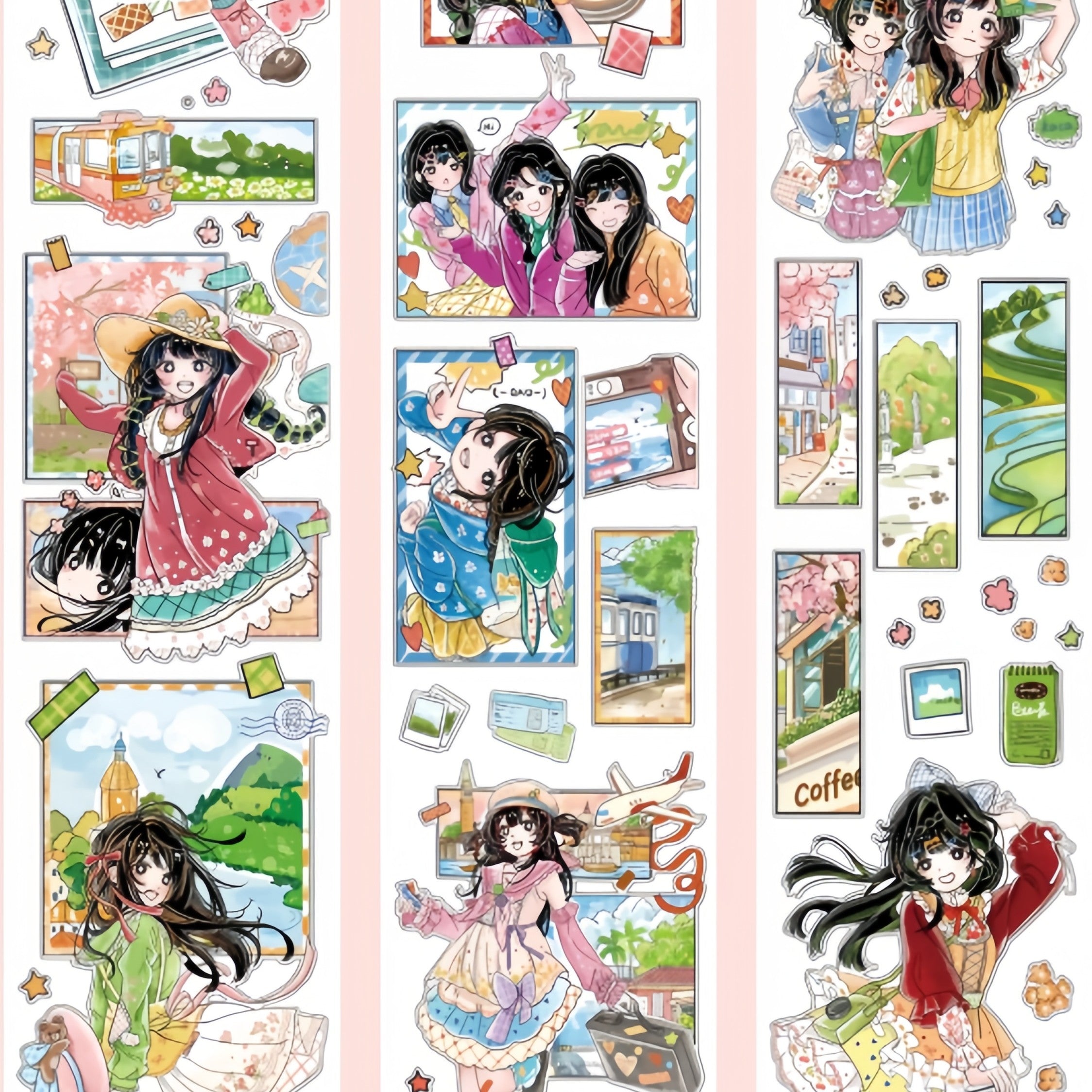 Travel journal character decorative tape with dreamy character artwork