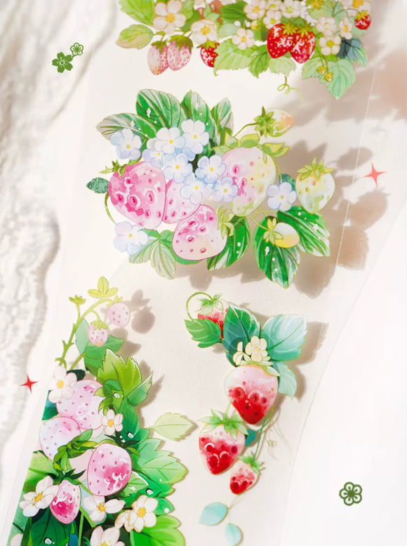 Summer fruits decorative tape with colorful fruit and garden details