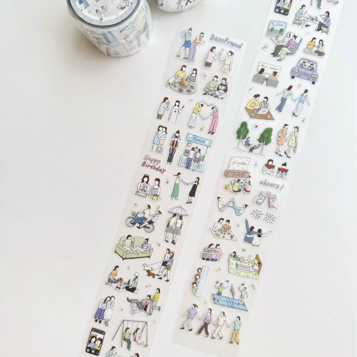 Best Friends PET tape with friendship moments, small pets, and cozy activity icons