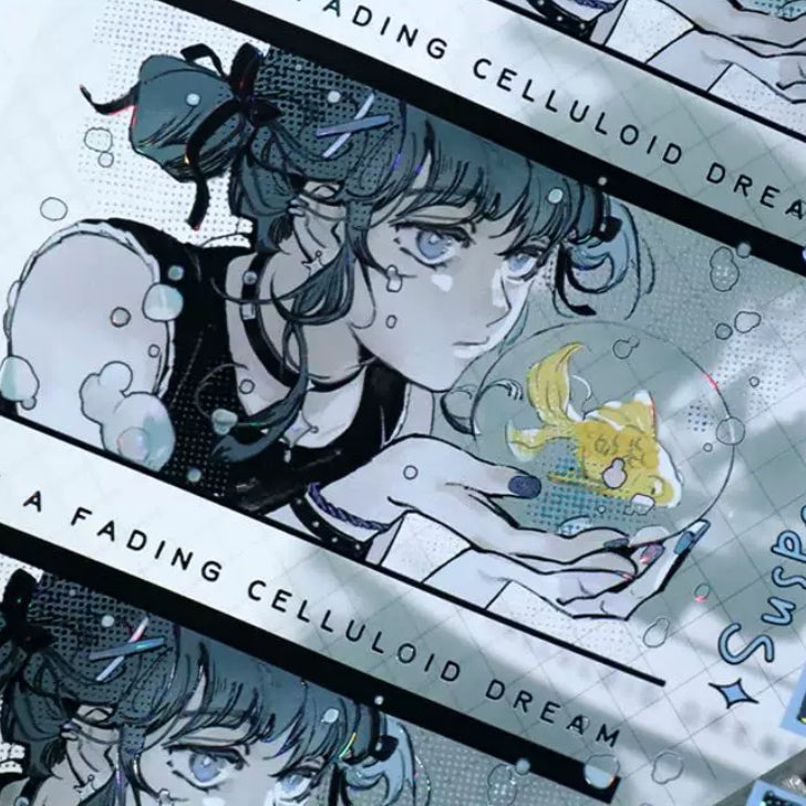 Drifting underwater character decorative tape with dreamy portraits and goldfish