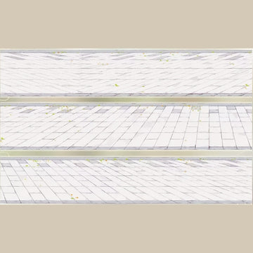 Stone pavement decorative tape with pale tiled ground and clean urban walkway texture