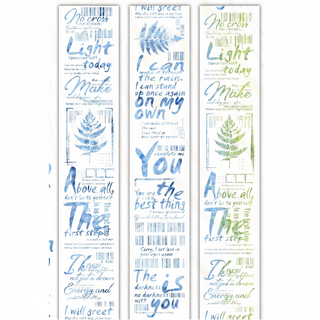 Transparent PET tape with motivational text and graphic lines