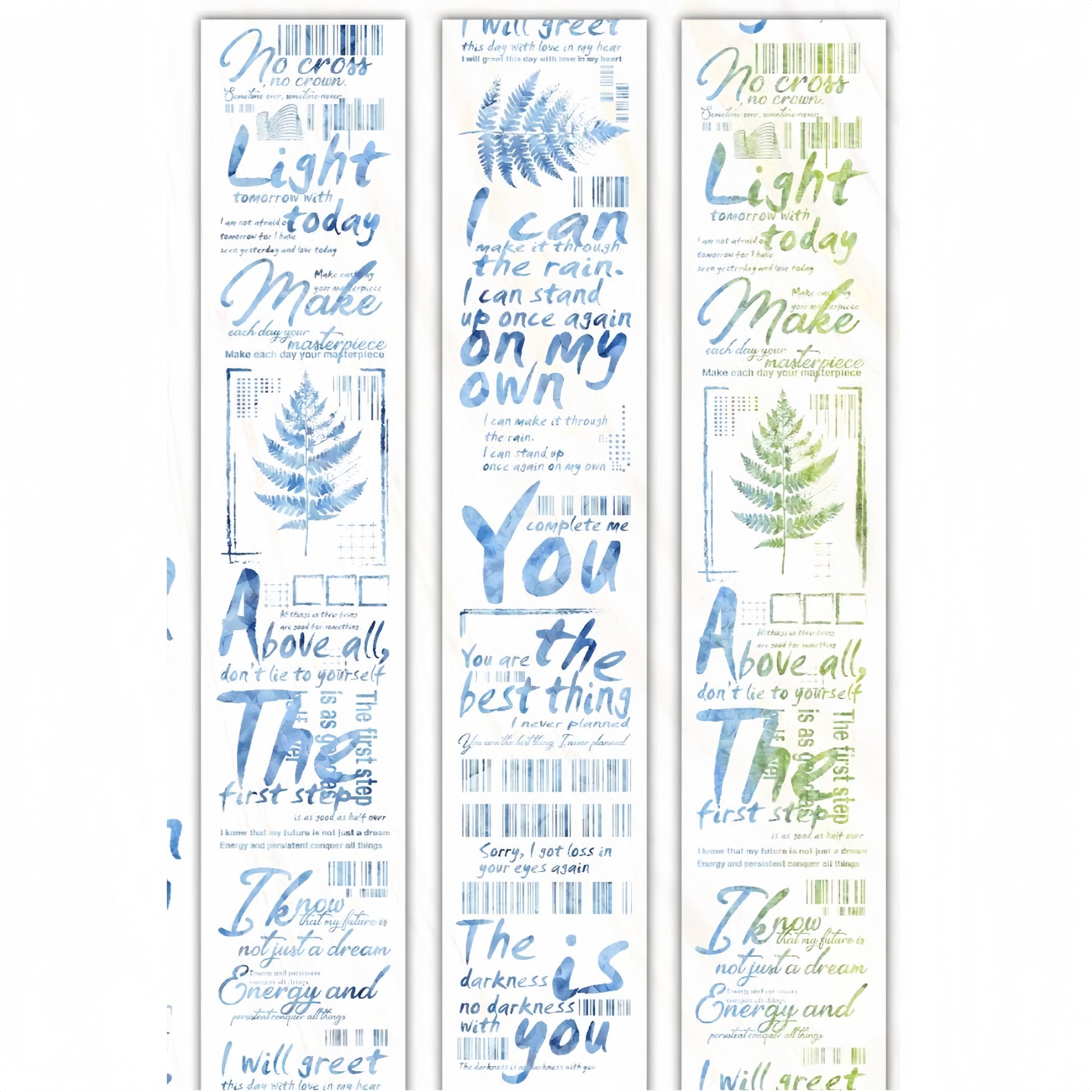 Transparent PET tape with motivational text and graphic lines