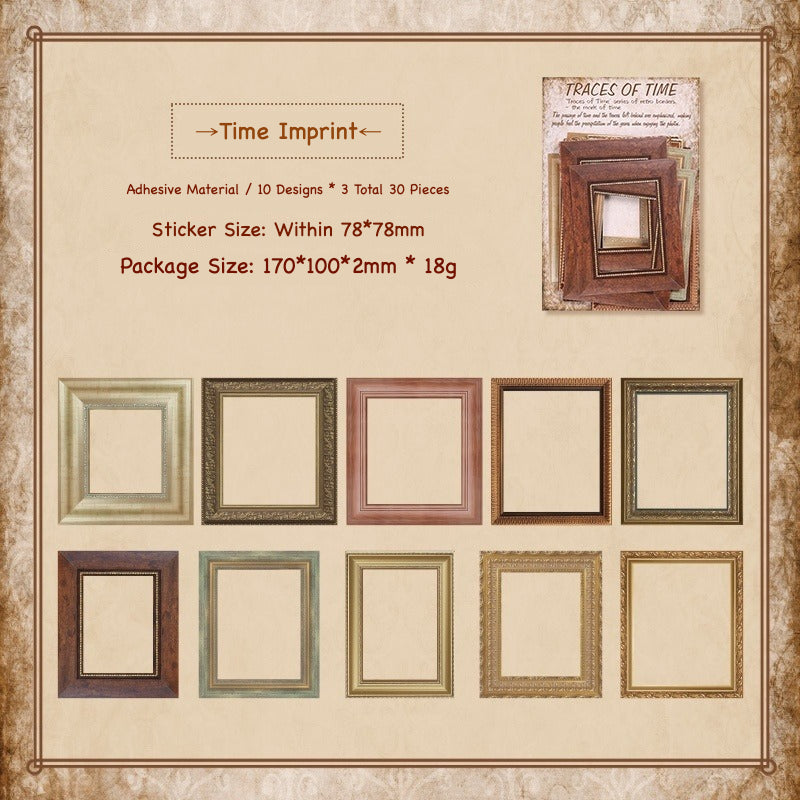 Vintage gold picture frame sticker pack – ornate antique gold frames for memory keeping and journaling