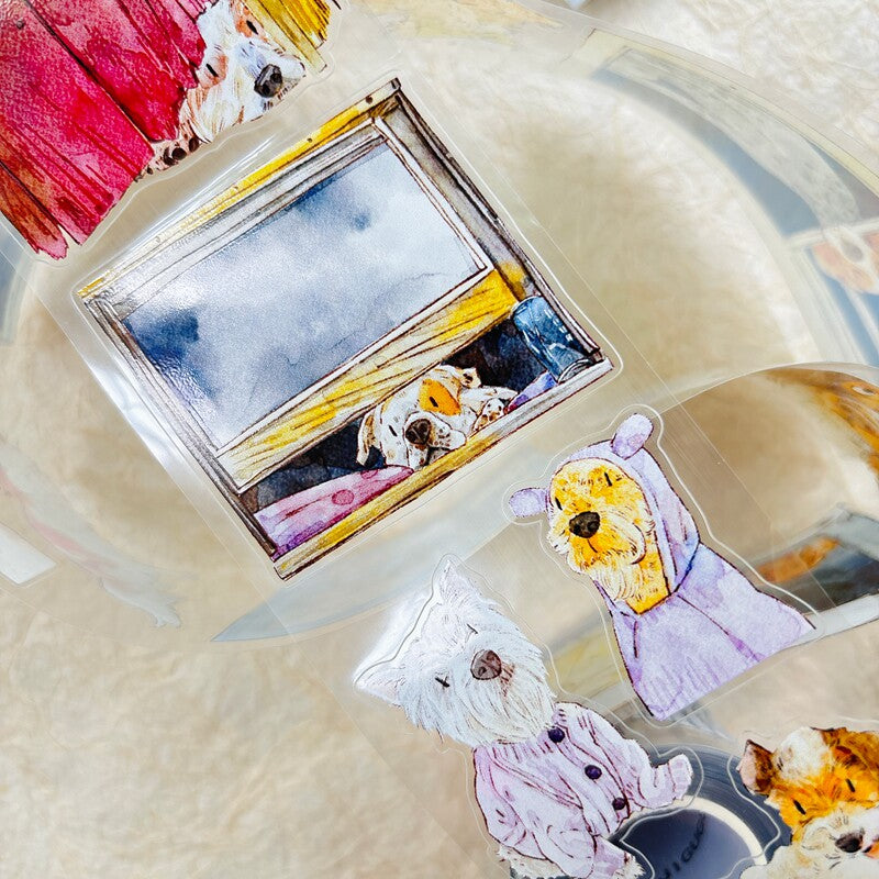 Dog-Themed PET Tape with illustrated dogs