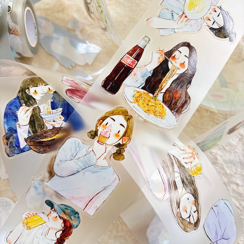 Foodie Girls PET Tape with illustrated girls enjoying food and drinks