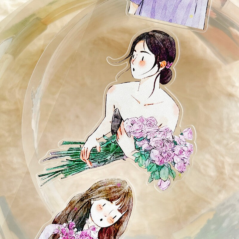 Floral Girls PET Tape with illustrated girls and flowers