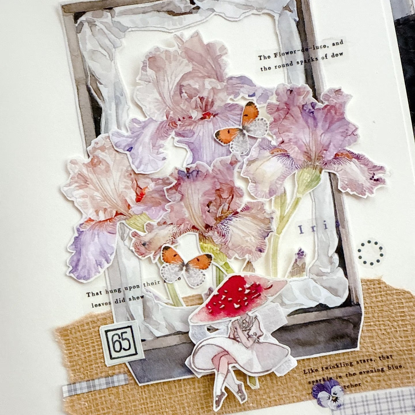 Iris Blooms PET Tape Iris Flower PET Tape 🌸 – Cute Floral Decorative Tape for Journaling, Scrapbooking & DIY Crafts