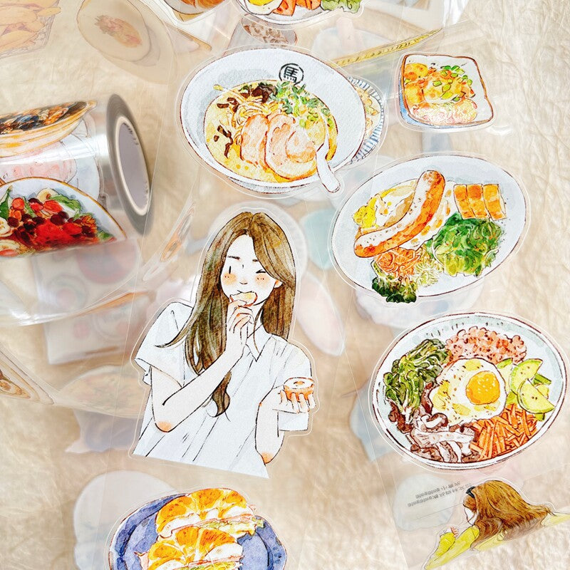 Food Moments PET Tape with illustrated food and everyday dining scenes