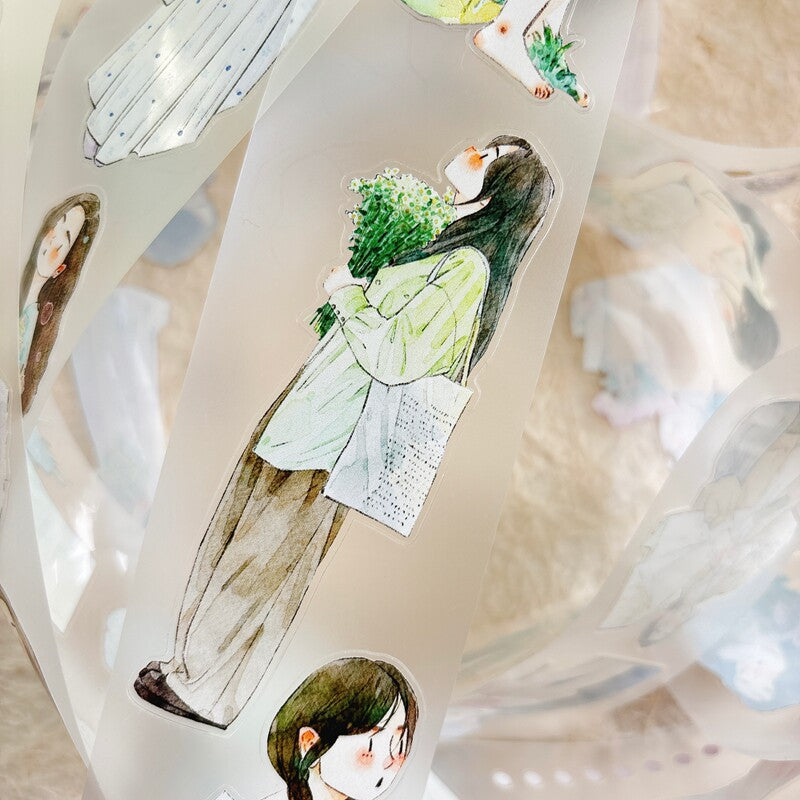 Floral Girls PET Tape with illustrated girls and flowers