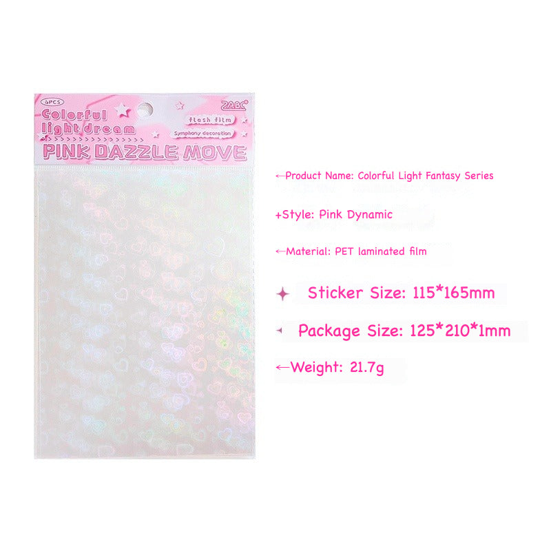 Holographic rainbow iridescent color-shifting film sticker pack