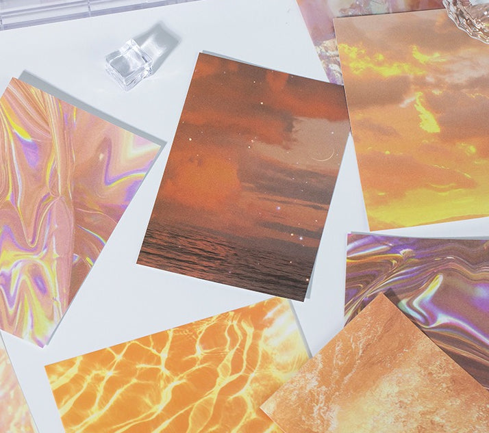 Holographic laser-effect sticker sheet with fragmented starry-sky pattern